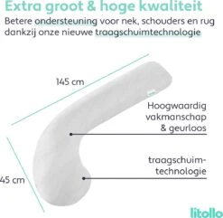 Litollo® Zwangerschapskussen (J-vorm) - Voedingskussen - Lichaamskussen - Body Pillow - 145cm - Traagschuimvulling -Goedkope Kleintje Kleding Winkel 1200x1171 8