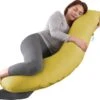 Litollo® Zwangerschapskussen (J-vorm) - Zijslaapkussen - Voedingskussen - Lichaamskussen - Body Pillow - 145cm - Afneembare Hoes - Okergeel