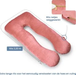 Telano Zwangerschapskussen XXL - Extra Hoes En Opbergtas - Exclusieve Gouden Rits - Velvet Stof - Voedingskussen - U Vorm - Extra Groot - Zijslaapkussen - Roze -Goedkope Kleintje Kleding Winkel 1200x1175 5