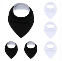 Set Van 6 Zwart/wit Slabbetjes - 100% Organisch Katoen & Fleece - Bandana Slab - Slabber - Kwijl Slabbetjes - Slabbertjes Baby - Kraamcadeau Jongen - Meisje