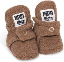 Little Riots - Babyslofjes - Fleece Original - Brownie - 3-6 Maanden (10cm) - Schoenmaat 16-17