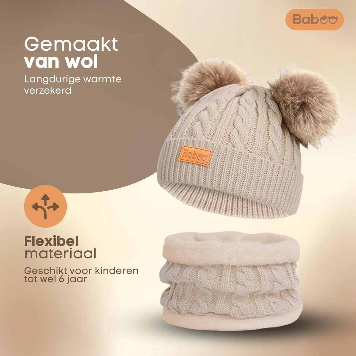Baboo Baby Muts & Sjaal - Baby Kleding Jongens En Meisjes - Winter Kinderkleding - 0 Tot 2 Jaar - Onesize - Beige 2 Baboo Baby Muts & Sjaal - Baby Kleding Jongens En Meisjes - Winter Kinderkleding - 0 Tot 2 Jaar - Onesize - Beige - Afbeelding 2