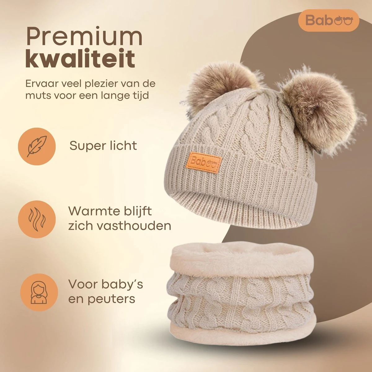 Baboo Baby Muts & Sjaal - Baby Kleding Jongens En Meisjes - Winter Kinderkleding - 0 Tot 2 Jaar - Onesize - Beige 3 Baboo Baby Muts & Sjaal - Baby Kleding Jongens En Meisjes - Winter Kinderkleding - 0 Tot 2 Jaar - Onesize - Beige - Afbeelding 3