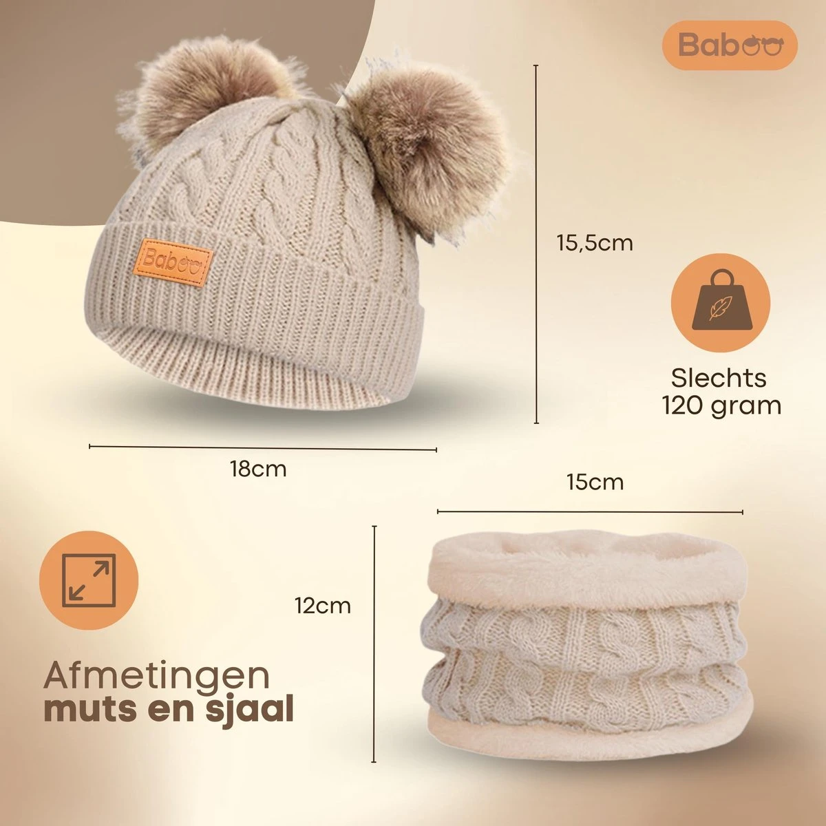 Baboo Baby Muts & Sjaal - Baby Kleding Jongens En Meisjes - Winter Kinderkleding - 0 Tot 2 Jaar - Onesize - Beige 4 Baboo Baby Muts & Sjaal - Baby Kleding Jongens En Meisjes - Winter Kinderkleding - 0 Tot 2 Jaar - Onesize - Beige - Afbeelding 4
