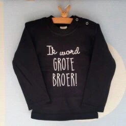 Merkloos Shirt Jongen Ik Word Grote Broer Big Brother | Lange Mouw T-Shirt | Zwart | Maat 92 Zwangerschap Aankondiging Baby Bekendmaking -Goedkope Kleintje Kleding Winkel 1200x1200 133