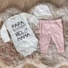 Merkloos MM Baby Cadeau Geboorte Meisje Jongen Set Papa Kalm Bel Mama Met Tekst Aanstaande Zwanger Kledingset Babykleding Huispakje | Kraamkado | Gift Set Babyset Kraamcadeau Kraampakket Aankondiging Bekendmaking Zwangerschap