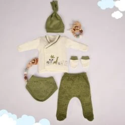 Pasgeboren Unisex Babykleding Voor Jongens Meisjes - Babymutsje + Babybroek + T-shirt Met Lange Mouwen + Babyhandschoen + Slabbetje-outfitset - 5-delige Peuterset Van 0-3 Maanden -Goedkope Kleintje Kleding Winkel 1200x1200 148