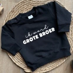 Merkloos Sweater Voor Kind - Ik Word Grote Broer - Zwart - Maat 86 - Big Brother - Familie Uitbreiding - Zwangerschap Aankondiging