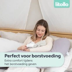 Litollo® Zwangerschapskussen (J-vorm) - Zijslaapkussen - Voedingskussen - Lichaamskussen - Body Pillow - 145cm - Afneembare Hoes - Grijs -Goedkope Kleintje Kleding Winkel 1200x1200 620