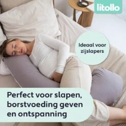 Litollo® Zwangerschapskussen (J-vorm) - Zijslaapkussen - Voedingskussen - Lichaamskussen - Body Pillow - 145cm - Afneembare Hoes - Grijs -Goedkope Kleintje Kleding Winkel 1200x1200 621