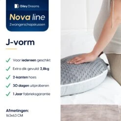 Diley Dreams J-Vorm Nova Zwangerschapskussen – Zijslaapkussen – Voedingskussen – Body Pillow – 160x63cm -Goedkope Kleintje Kleding Winkel 1200x1200 638