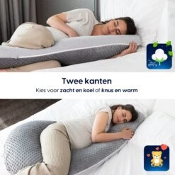 Diley Dreams J-Vorm Nova Zwangerschapskussen – Zijslaapkussen – Voedingskussen – Body Pillow – 160x63cm -Goedkope Kleintje Kleding Winkel 1200x1200 641