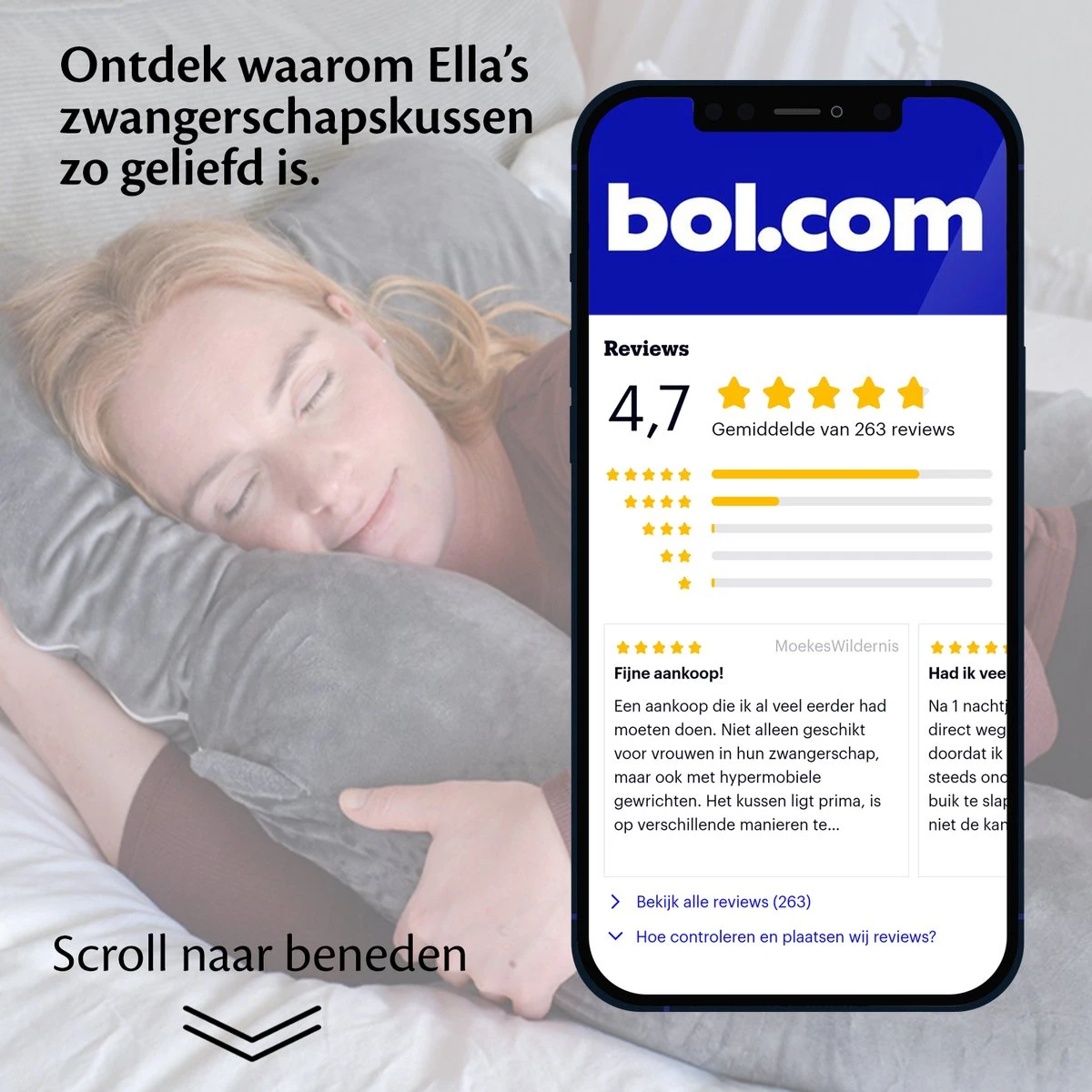 Ella® Zwangerschapskussen XXL J-vorm - Zijslaapkussen - Lichaamskussen - Voedingskussen - Body Pillow - 155cm - Afneembare Jersey Katoenen Hoes - Lichtgrijs 7 Ella® Zwangerschapskussen XXL J-vorm - Zijslaapkussen - Lichaamskussen - Voedingskussen - Body Pillow - 155cm - Afneembare Jersey Katoenen Hoes - Lichtgrijs - Afbeelding 7