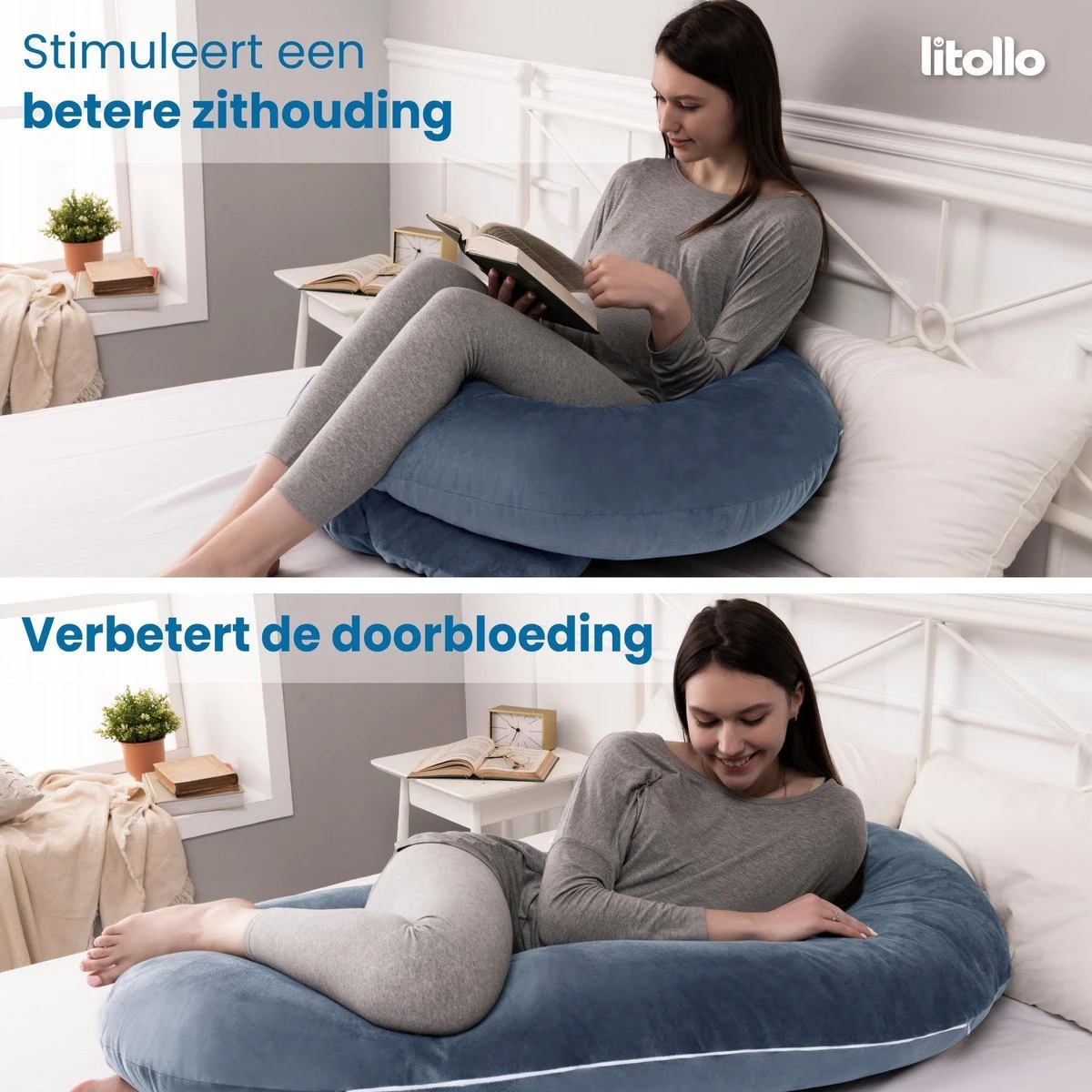 Litollo® Zwangerschapskussen (C-vorm) - Voedingskussen - Lichaamskussen - Zijslaapkussen - Body Pillow - Zachte Fleece Stof - Grijs 2 Litollo® Zwangerschapskussen (C-vorm) - Voedingskussen - Lichaamskussen - Zijslaapkussen - Body Pillow - Zachte Fleece Stof - Grijs - Afbeelding 2