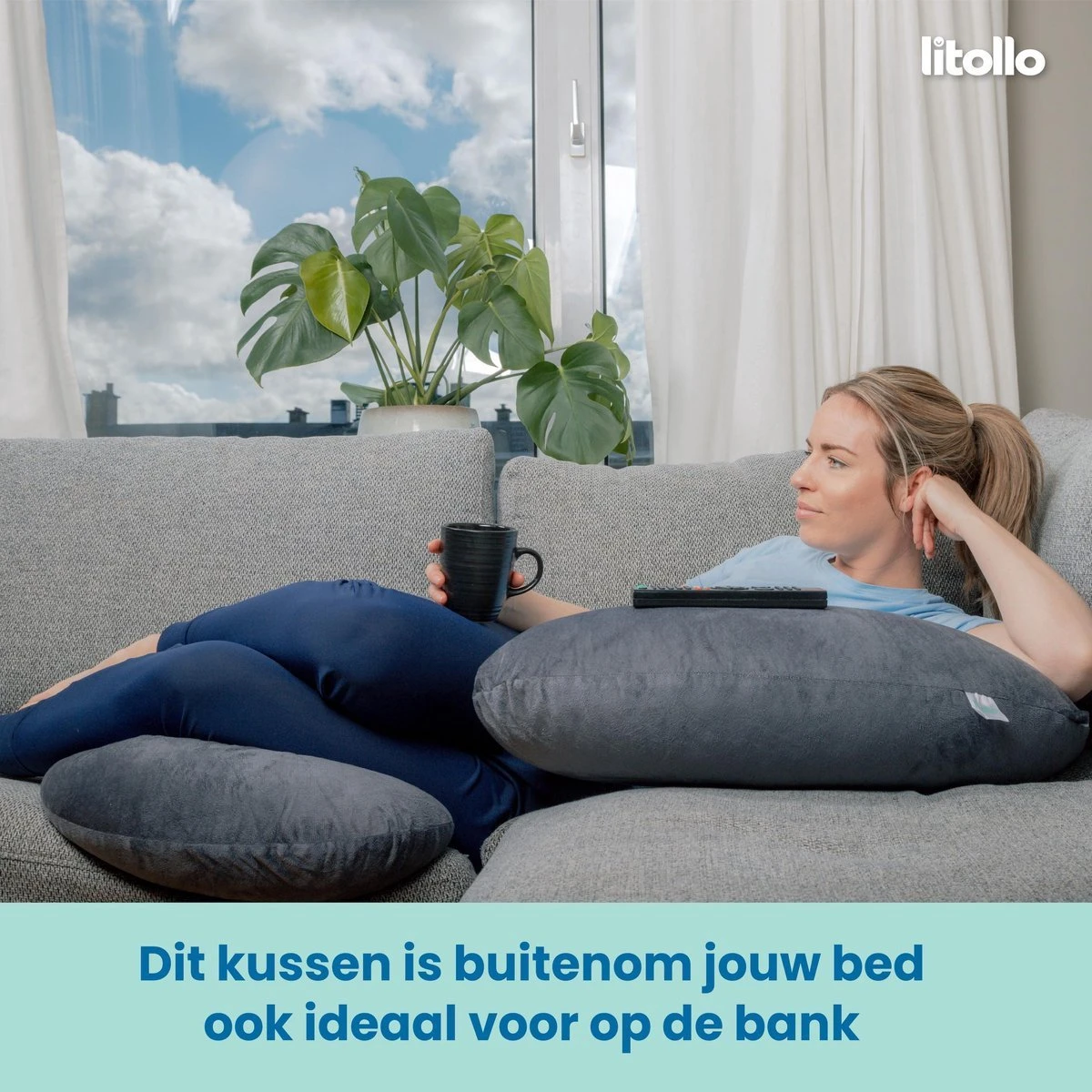 Litollo® Zwangerschapskussen (C-vorm) - Voedingskussen - Lichaamskussen - Zijslaapkussen - Body Pillow - Zachte Fleece Stof - Grijs 4 Litollo® Zwangerschapskussen (C-vorm) - Voedingskussen - Lichaamskussen - Zijslaapkussen - Body Pillow - Zachte Fleece Stof - Grijs - Afbeelding 4