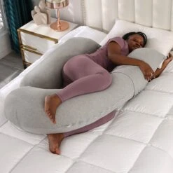 Lopoleis Zwangerschapskussen – Lichaamskussen XXL – Zijslaapkussen – Body Pillow – Inclusief Hoofdkussen – Zijdezacht Afneembare Hoes – H-Vorm –Grijs