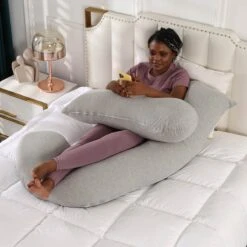 Lopoleis Zwangerschapskussen – Lichaamskussen XXL – Zijslaapkussen – Body Pillow – Inclusief Hoofdkussen – Zijdezacht Afneembare Hoes – H-Vorm –Grijs -Goedkope Kleintje Kleding Winkel 1200x1200 760