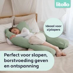 Litollo® Zwangerschapskussen XXL - Voedingskussen - Lichaamskussen - Body Pillow - 280cm - Afneembare Hoes - Olijfgroen -Goedkope Kleintje Kleding Winkel 1200x1200 790