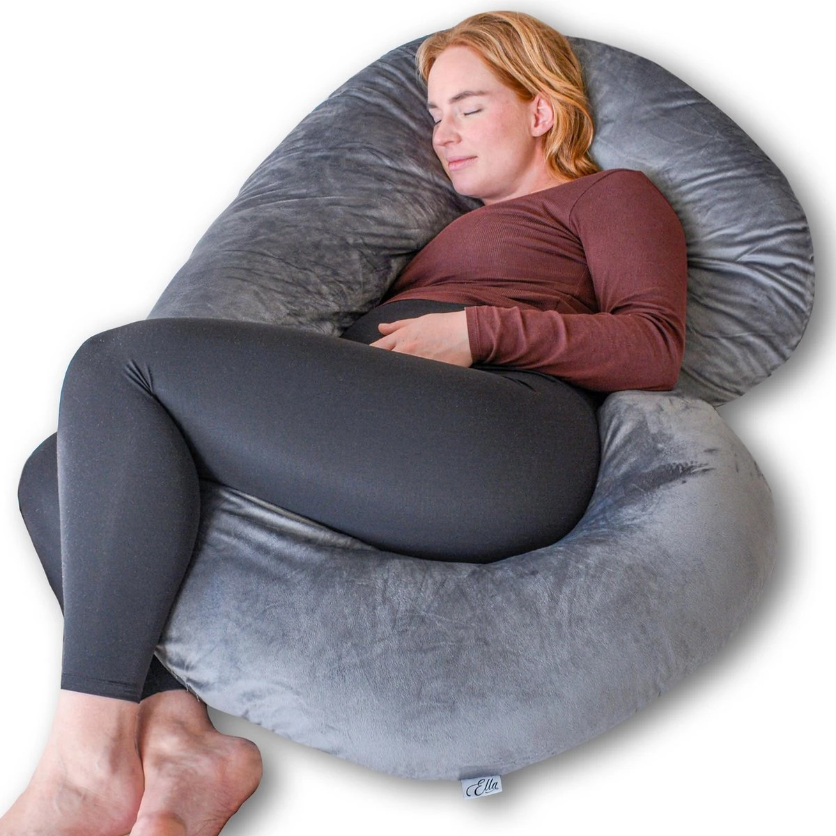 Ella® Zwangerschapskussen XXL C-vorm - Voedingskussen - Zijslaapkussen - Lichaamskussen - Body Pillow - Afneembare Minky Fleece Hoes - 150x70cm - Grijs 1 Ella® Zwangerschapskussen XXL C-vorm - Voedingskussen - Zijslaapkussen - Lichaamskussen - Body Pillow - Afneembare Minky Fleece Hoes - 150x70cm - Grijs