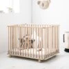 Petite Amélie ® Baby Box Inklapbaar - Box Opvouwbaar In één Handomdraai - Babybox Is Makkelijk Te Verplaatsen Via Wieltjes (met Blokkade) - Bodem Instelbaar In 3 Hoogtes - Naturel - H.72 X L.100 X H.72 Cm