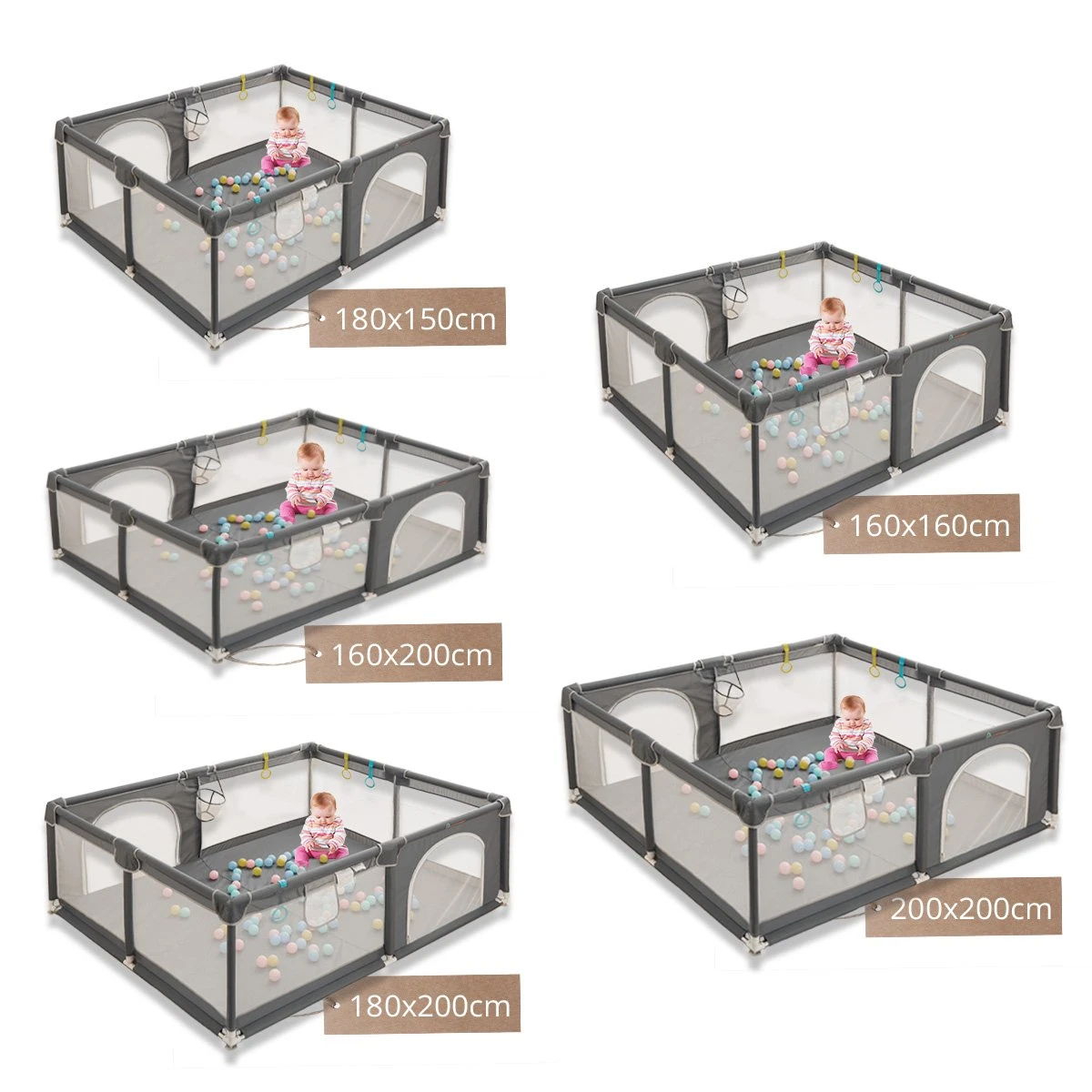 Merkloos Grondbox - Oversized Rechthoek Speelbox - 180 X 150 Cm - Donkergrijs 2 Merkloos Grondbox - Oversized Rechthoek Speelbox - 180 X 150 Cm - Donkergrijs - Afbeelding 2