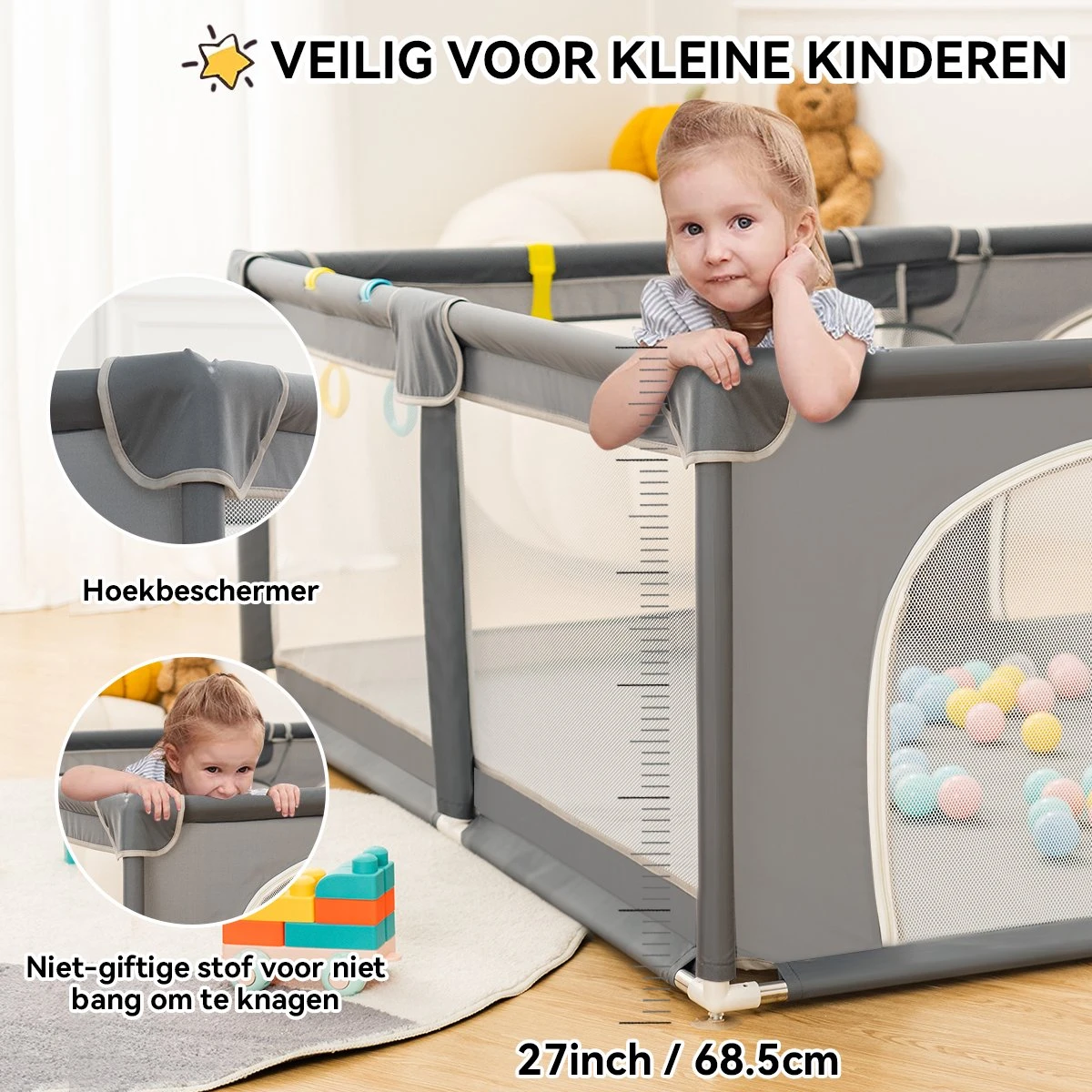 Merkloos Grondbox - Oversized Rechthoek Speelbox - 180 X 150 Cm - Donkergrijs 6 Merkloos Grondbox - Oversized Rechthoek Speelbox - 180 X 150 Cm - Donkergrijs - Afbeelding 6