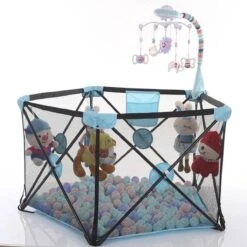Buxibo - Kinderbox Uitklaarbaar En Makkelijk Opvouwbaar - Reisbox - Wasbaar- Inclusief Opbergtas - 122cm X 66cm - Aqua Blauw -Goedkope Kleintje Kleding Winkel 1200x1200 938
