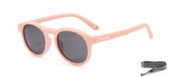 Maesy - Baby Zonnebril Bowi - 1-3 Jaar - Dreumes En Peuter - Flexibel Buigbaar - Verstelbaar Elastiek - Gepolariseerde UV400 Bescherming - Unisex Babyzonnebril Rond - Licht Roze