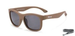 Maesy - Baby Zonnebril Luca - 1-3 Jaar - Dreumes En Peuter - Flexibel Buigbaar - Verstelbaar Elastiek - Gepolariseerde UV400 Bescherming - Unisex Babyzonnebril Vierkant - Taupe Bruin