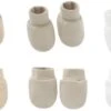 3-pack - Baby Newborn Krabwantjes En Slofjes - Beige Wit