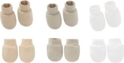 3-pack - Baby Newborn Krabwantjes En Slofjes - Beige Wit