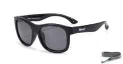 Maesy - Baby Zonnebril Luca - 1-3 Jaar - Dreumes En Peuter - Flexibel Buigbaar - Verstelbaar Elastiek - Gepolariseerde UV400 Bescherming - Unisex Babyzonnebril Vierkant - Zwart