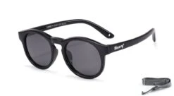 Maesy - Baby Zonnebril Bowi - 1-3 Jaar - Dreumes En Peuter - Flexibel Buigbaar - Verstelbaar Elastiek - Gepolariseerde UV400 Bescherming - Unisex Babyzonnebril Rond - Zwart