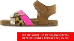Shoesme Cognac Sandaal Met Fuchsia En Snake-details