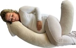 Snoozzz Zwangerschapskussen Lichaamskussen Zijslaapkussen - Geruisloze Microparel Vulling - 185 Cm - Teddy Sand