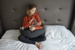 Zwangerschapskussen Donkergrijs + Voedingskussen + Babynestje In één Product - Premium Kwaliteit - Babynestje Hoes Inbegrepen