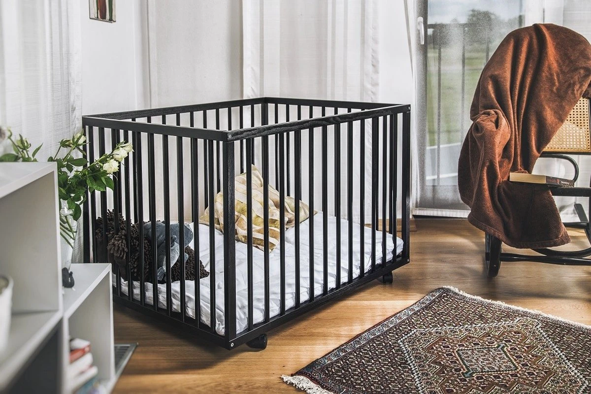 Box - Met Wieltjes - Park - Babybox - 80 X 100 Cm - Zwart 5 Box - Met Wieltjes - Park - Babybox - 80 X 100 Cm - Zwart - Afbeelding 5