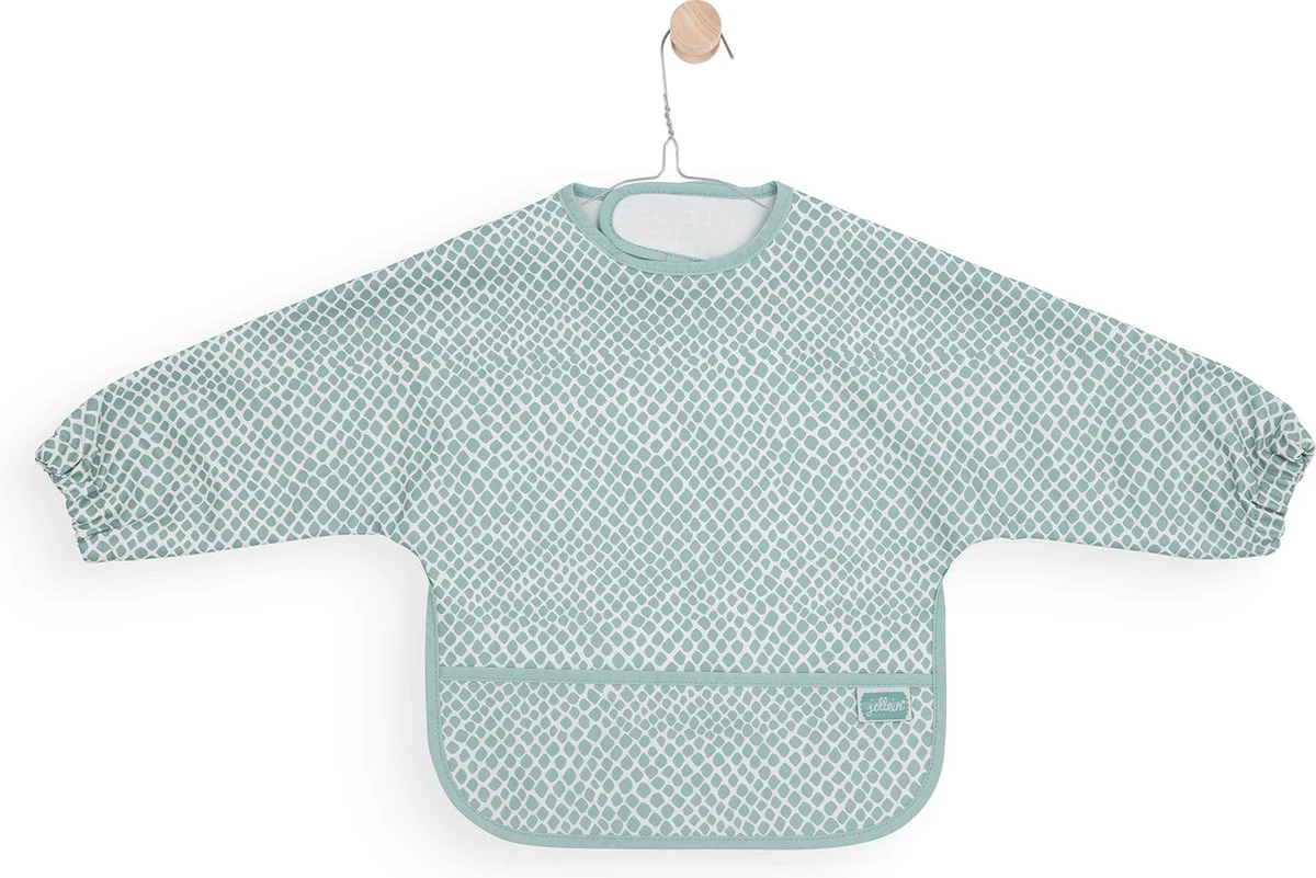 Jollein Slab Waterproof Met Mouw Snake - Soft Green 1 Jollein Slab Waterproof Met Mouw Snake - Soft Green