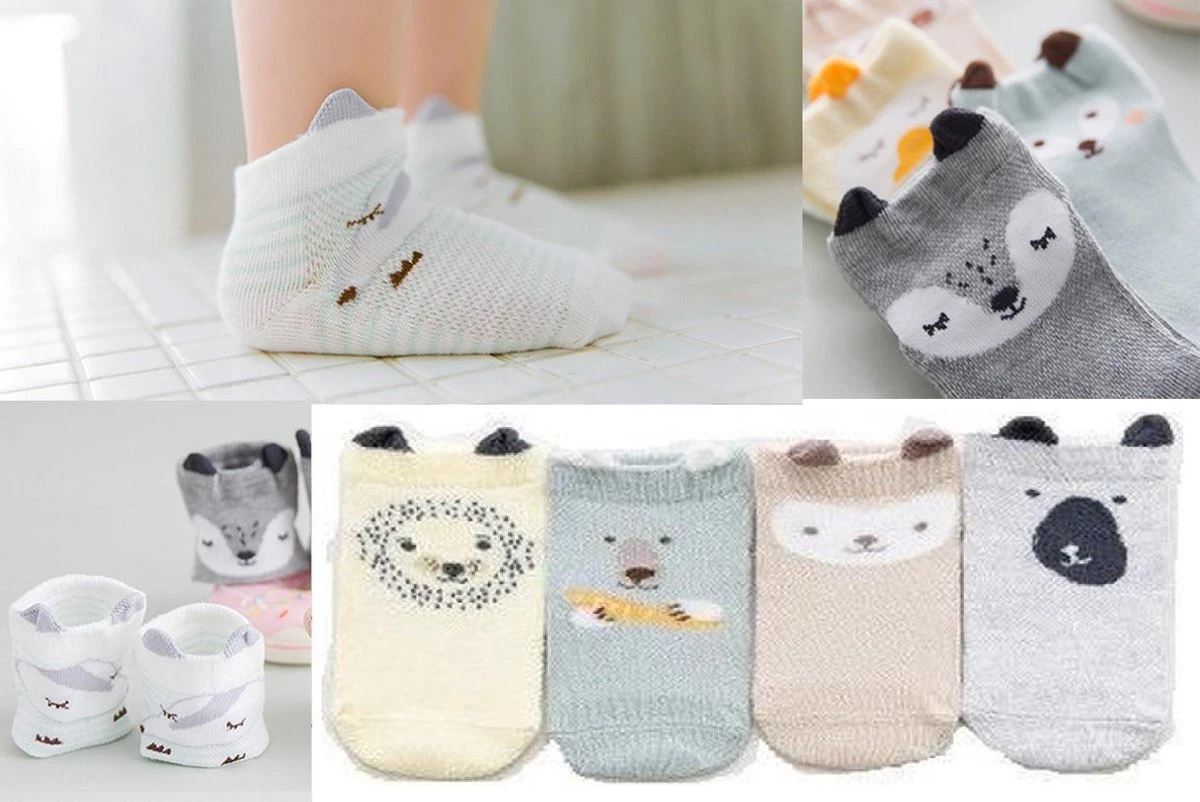 Merkloos 4-pack | Baby Sokjes Jongens Maat 6-18 Maanden - Dierenpint Leeuw Das 1 Merkloos 4-pack | Baby Sokjes Jongens Maat 6-18 Maanden - Dierenpint Leeuw Das