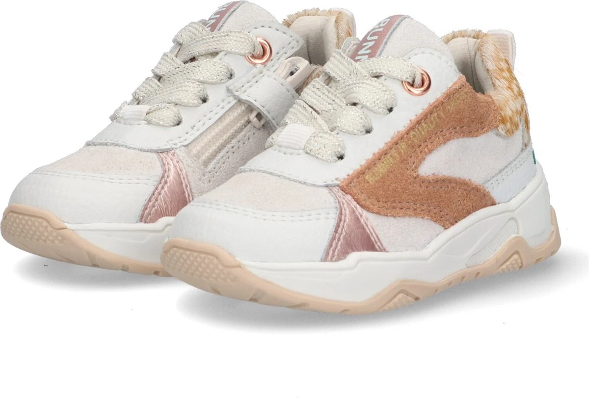 Bunnies JR 223374-500 Meisjes Lage Sneakers - Wit/Beige/Print/Bruin - Leer - Veters 6 Bunnies JR 223374-500 Meisjes Lage Sneakers - Wit/Beige/Print/Bruin - Leer - Veters - Afbeelding 6