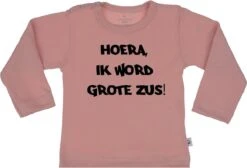 T-Shirt Hoera Ik Word Grote Zus 86/92 / Lange Mouw / Oudrose