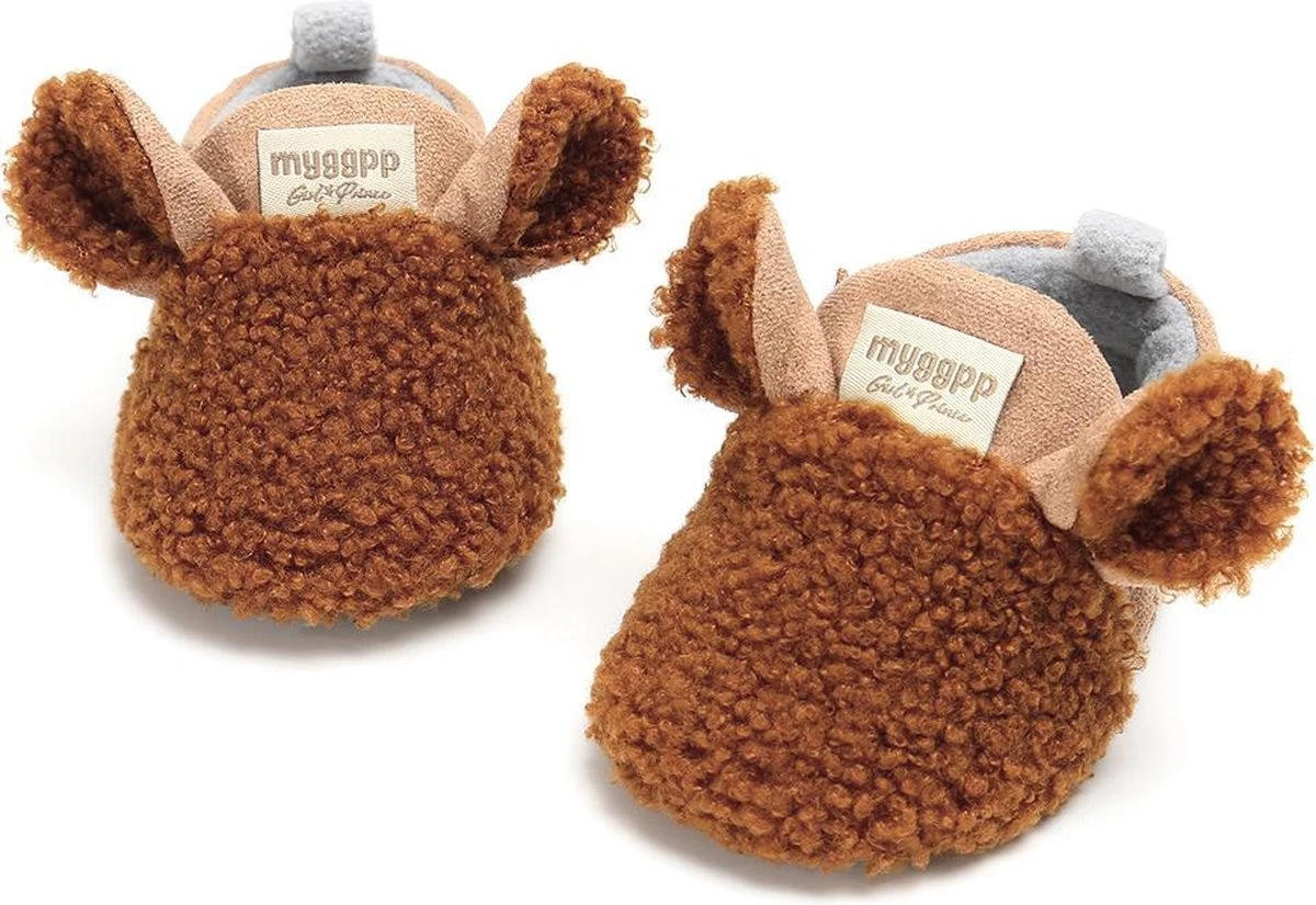 Schattige En Warme Myggpp Baby Slofjes Met Anti Slip Zool Bruin 6-12 Mnd/12 Cm 3 Schattige En Warme Myggpp Baby Slofjes Met Anti Slip Zool Bruin 6-12 Mnd/12 Cm - Afbeelding 3