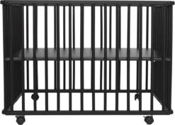 Prénatal Basis Babybox – Inklapbare Kinderbox / Baby Box – In Hoogte Verstelbaar – Met Wieltjes - 75 X 100 Cm – Zwart