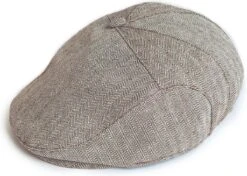 Flat Cap Kind (1 T/m 4 Jaar) Jaren 20 Platte Pet - Bruin/wit Motief
