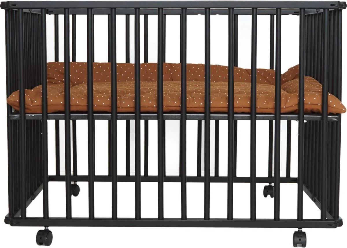 Prénatal Basis Babybox – Inklapbare Kinderbox / Baby Box – In Hoogte Verstelbaar – Met Wieltjes - 75 X 100 Cm – Zwart 3 Prénatal Basis Babybox – Inklapbare Kinderbox / Baby Box – In Hoogte Verstelbaar – Met Wieltjes - 75 X 100 Cm – Zwart - Afbeelding 3