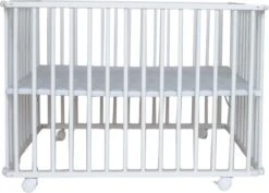 Prénatal Basis Babybox – Inklapbare Kinderbox / Baby Box – In Hoogte Verstelbaar – Met Wieltjes - 75 X 100 Cm – Wit