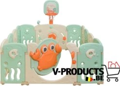 Grondbox Type Sea World Groen. Afscherming Voor Peuter En Kind , Kruipbox En Speelbox Met Basket Ring.