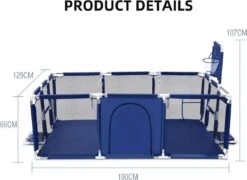 Merkloos XL Speelbox Blauw - Playpen - GrondBox - Baby Grondbox - BuySafe247 - Inclusief Muggenclip Set -Goedkope Kleintje Kleding Winkel 1200x873 2