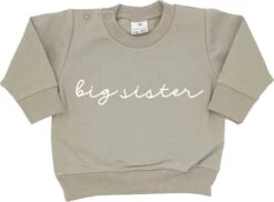 Merkloos Sweater Voor Kind - Big Sister - Maat 98 - Cremekleur - Ik Word Grote Zus - Zwanger - Geboorte - Gezinsuitbreiding - Aankondiging - Cadeau - Zwangerschapsaankondiging - Girl