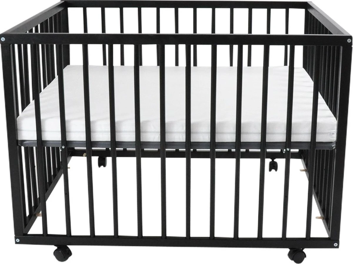 Box - Met Wieltjes - Park - Babybox - 80 X 100 Cm - Zwart 6 Box - Met Wieltjes - Park - Babybox - 80 X 100 Cm - Zwart - Afbeelding 6